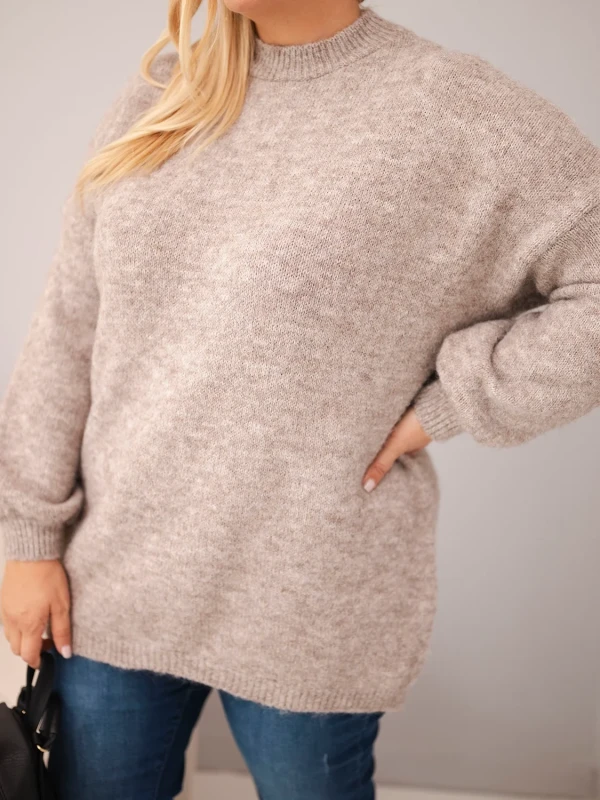 Sweter damski Plus Size z wełną – luźny krój 46–50 