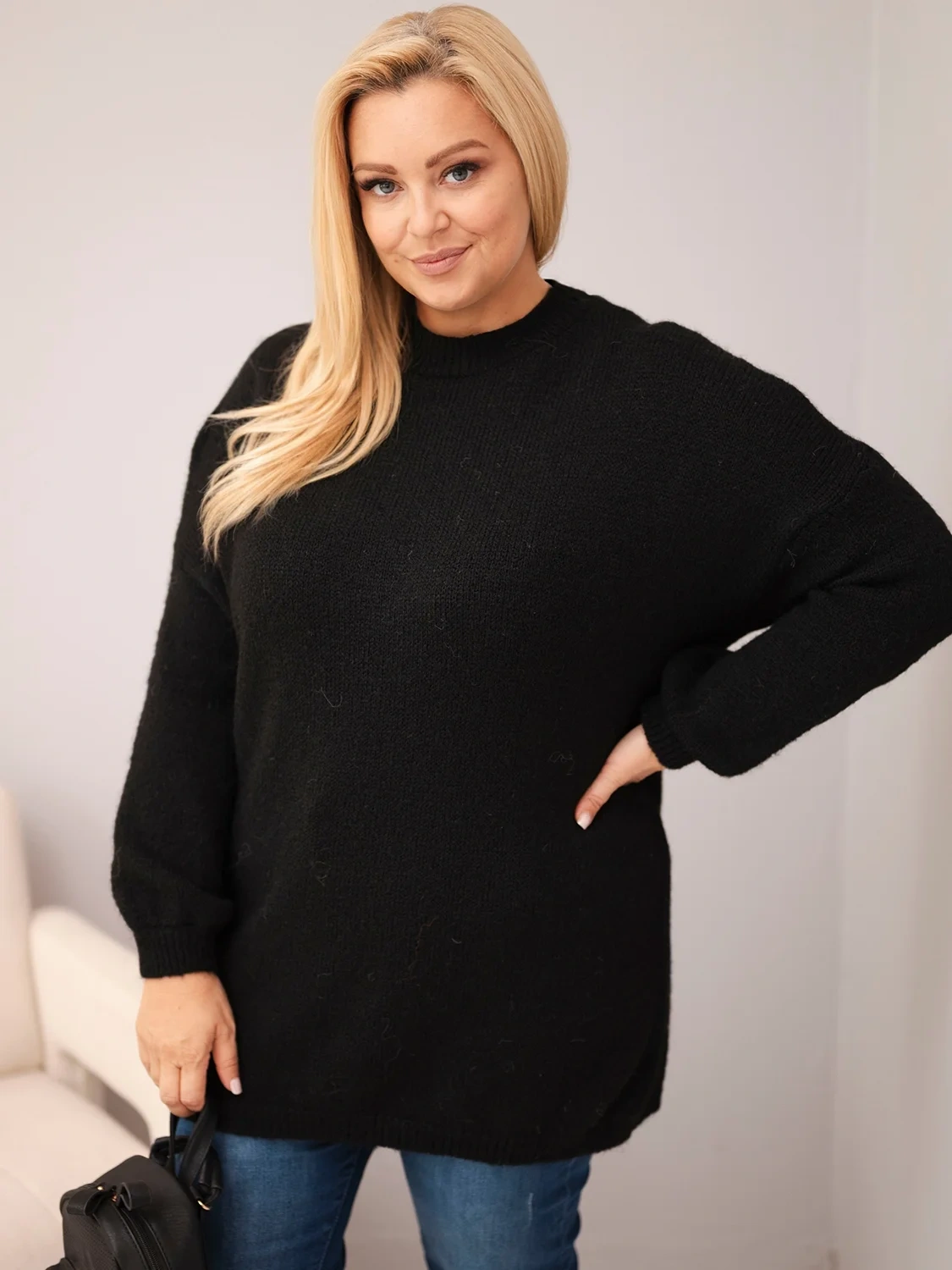 Sweter damski Plus Size z wełną – luźny krój 46–50