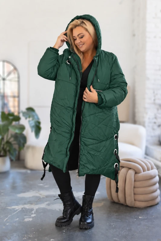 Kurtka zimowa plus size z wiązaniem z boku (r. 50-56) BESTSELLER