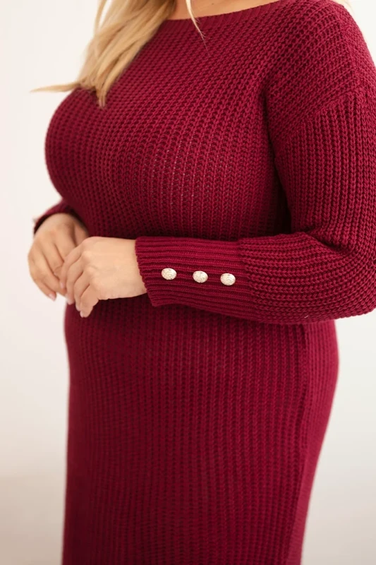 Sukienka swetrowa damska Plus Size z moherem, guziki na rękawach ( r. 46-52) 