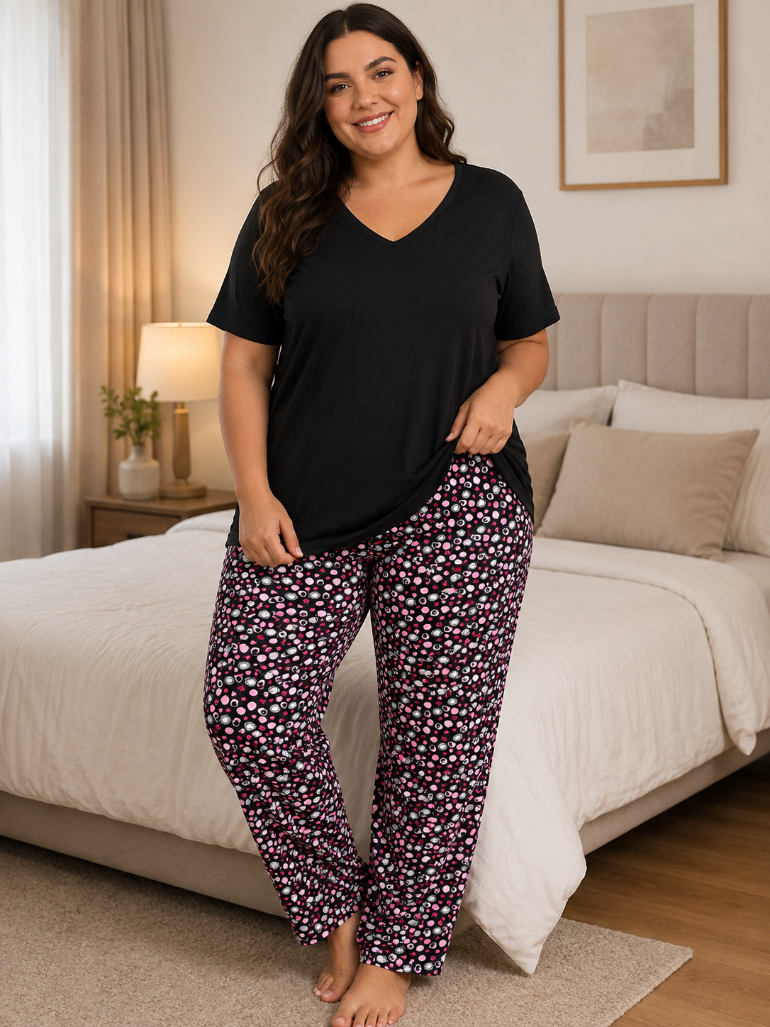 Piżama damska Plus Size z wiskozy ( r.46-56)   