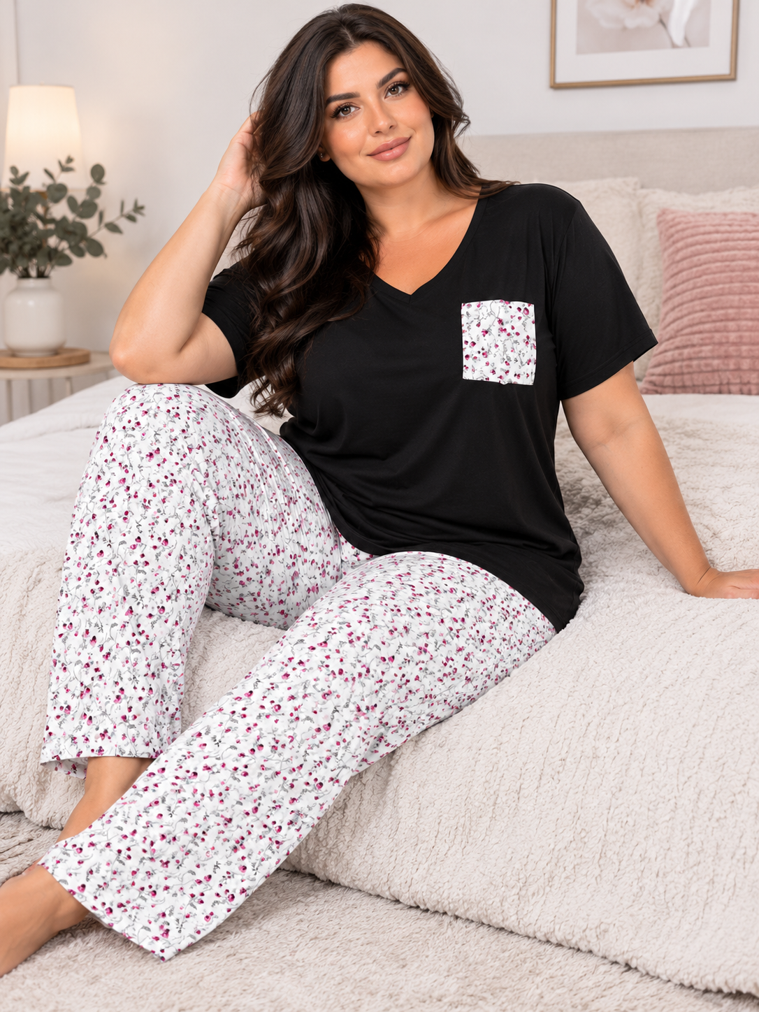 Piżama damska Plus Size z wiskozy ( r.46-56)   