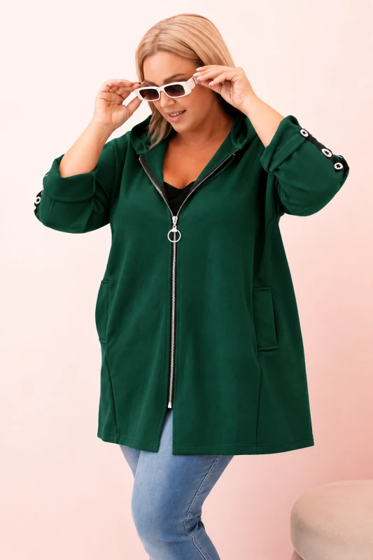 Bluza Plus Size z wiskozą rozpinana z kapturem  ( r. 48-56) 