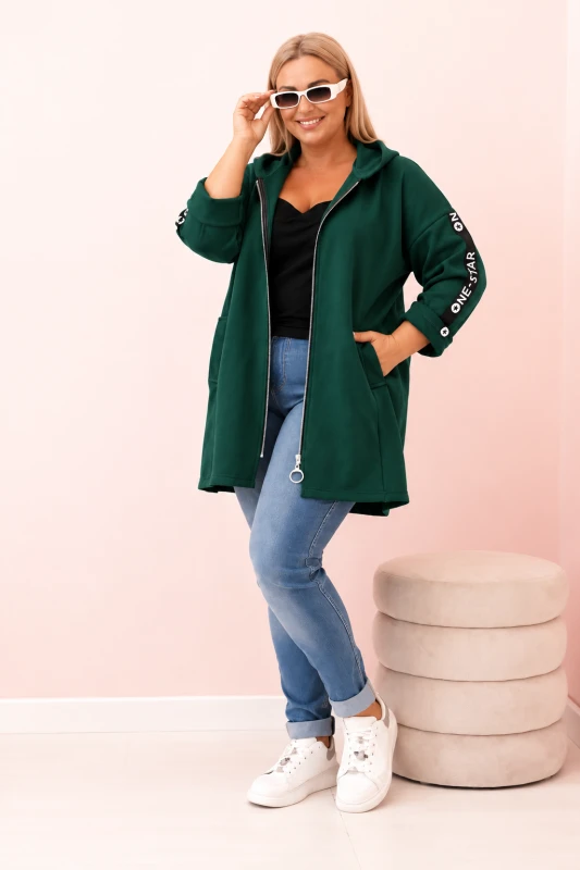 Bluza Plus Size z wiskozą rozpinana z kapturem  ( r. 48-56) 