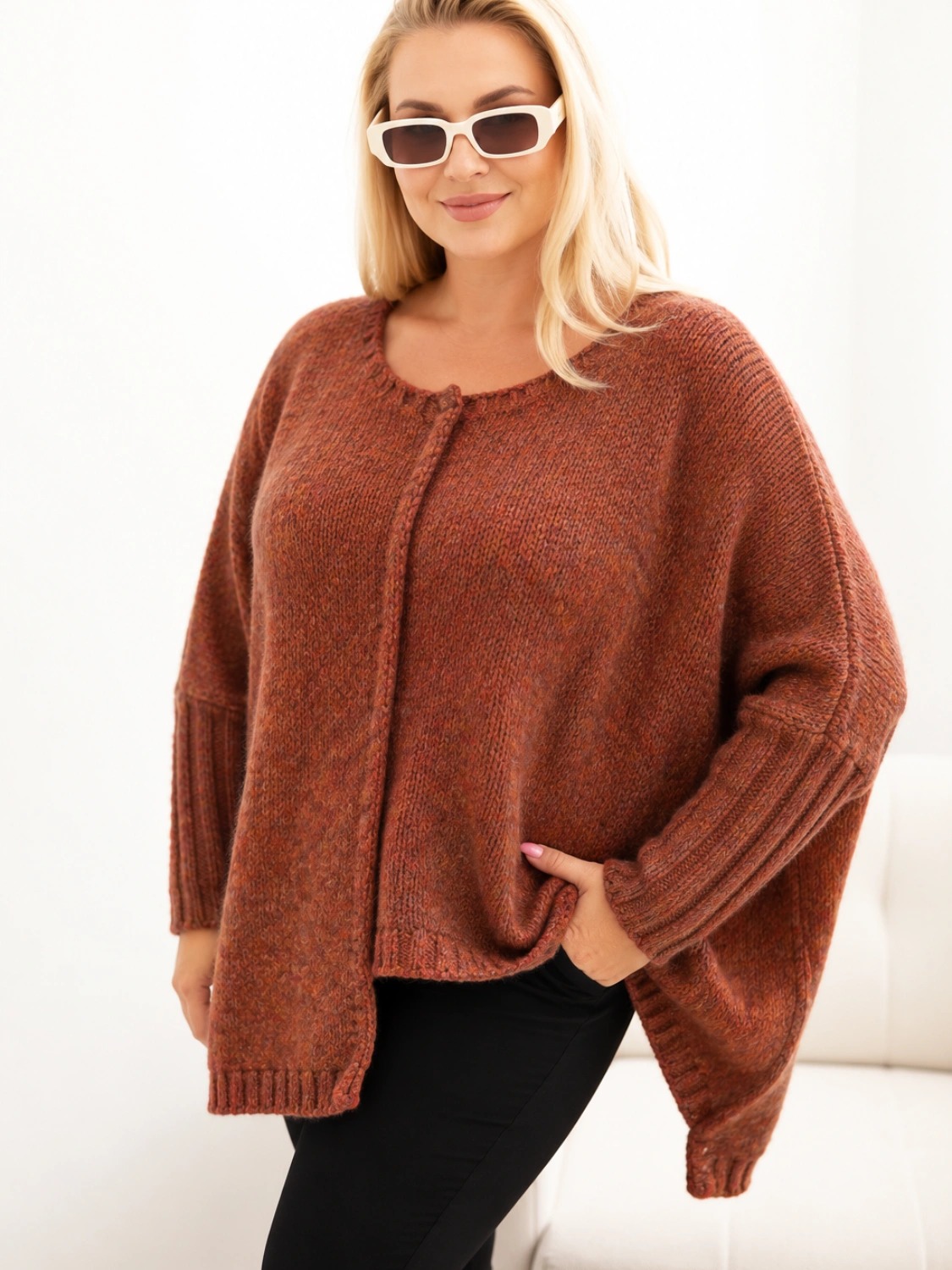Sweter damska Plus Size z akrylem o luźnym kroju ( r. 46-60)      