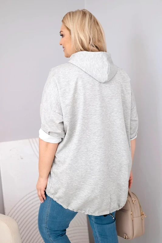 Bluza Plus Size wiskozowa z kapturem i kieszenią kangurką (r.50-56)       