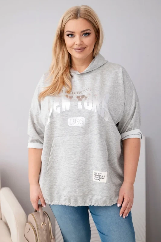 Bluza Plus Size wiskozowa z kapturem i kieszenią kangurką (r.50-56)       