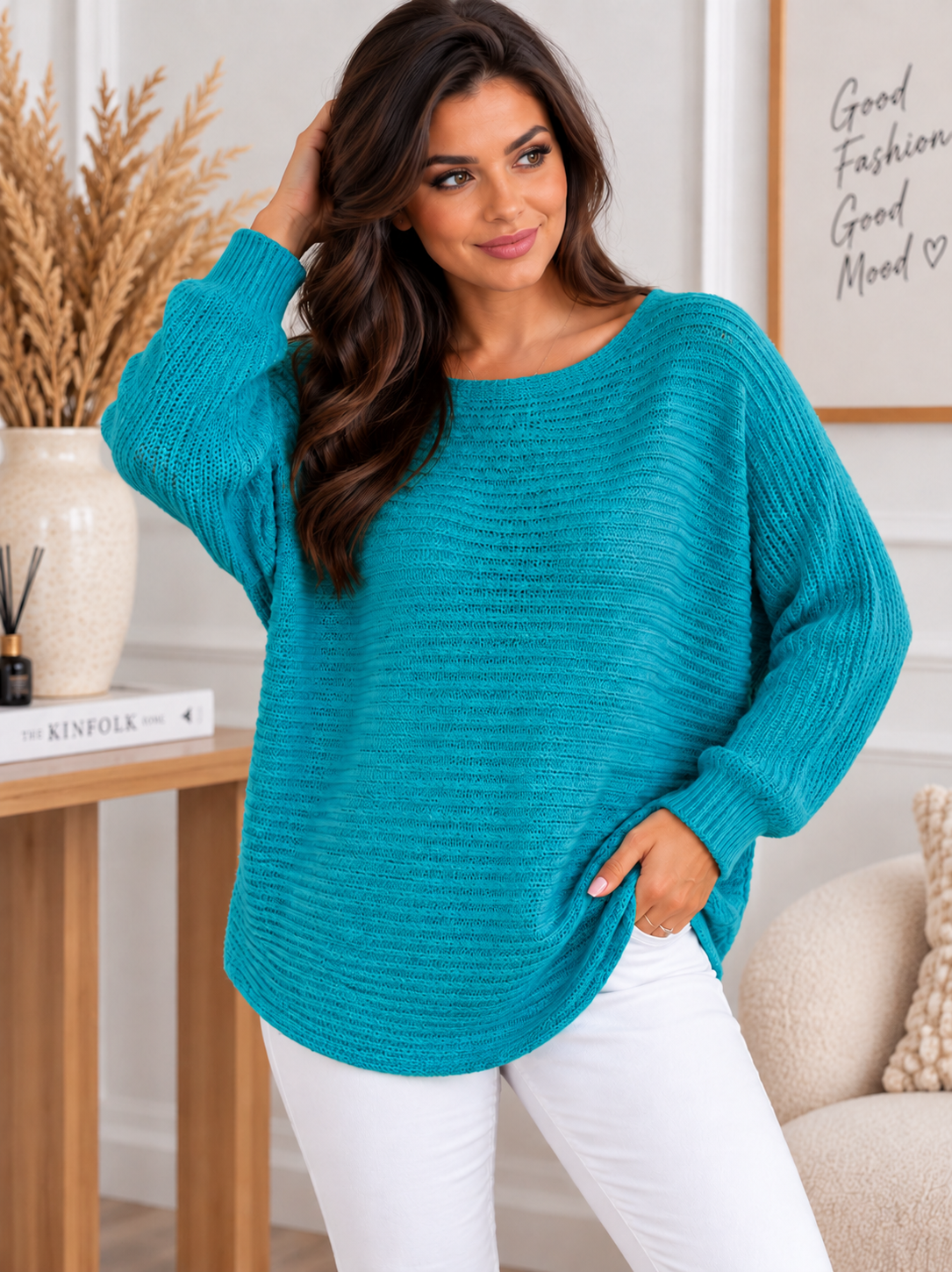 Sweter damski Basic luźny Plus Size 46–52  