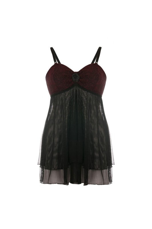 Koszulka plus size z czarnego transparentnego tiulu  mod. SB/1020 (r.44-56)