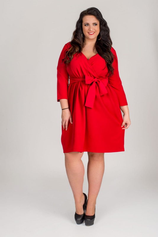 ANA - Sukienka plus size wiązana w talii ( r. 44-52) 