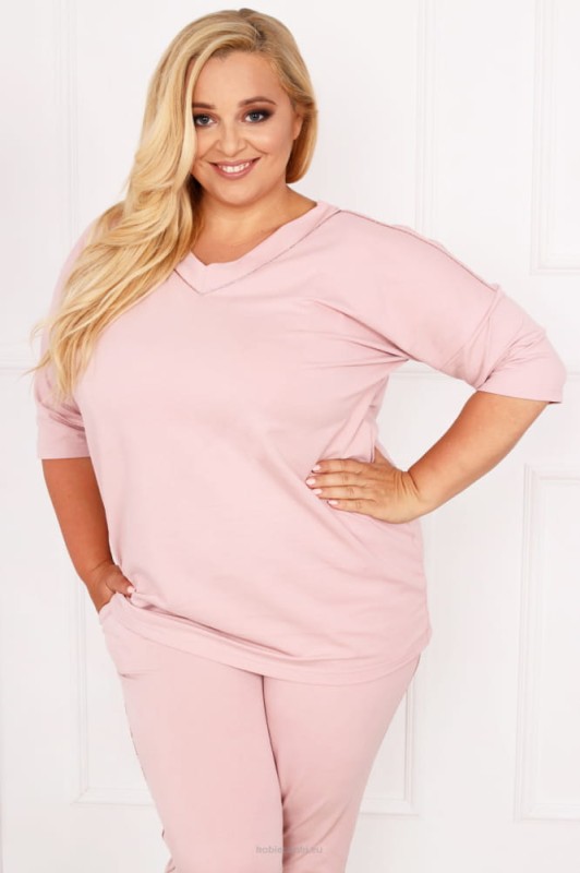 Komplet dresowy plus size JENNY PUDROWY (r.44-54) 