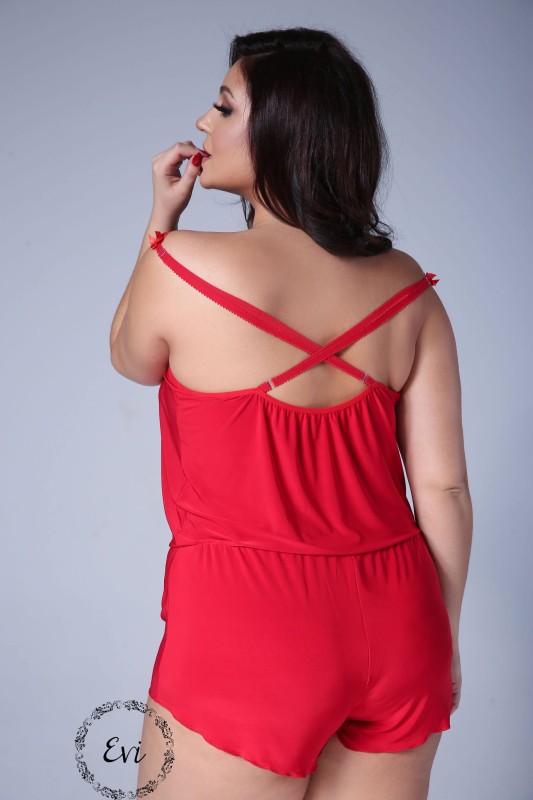 Kombinezon PLUS SIZE sznurowany BRIT- czerwony (r.44-60) 