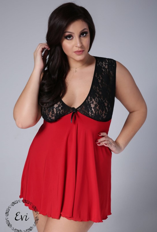 Koszulka  plus size z koronką DORA - czerwona  (r.44-60)  