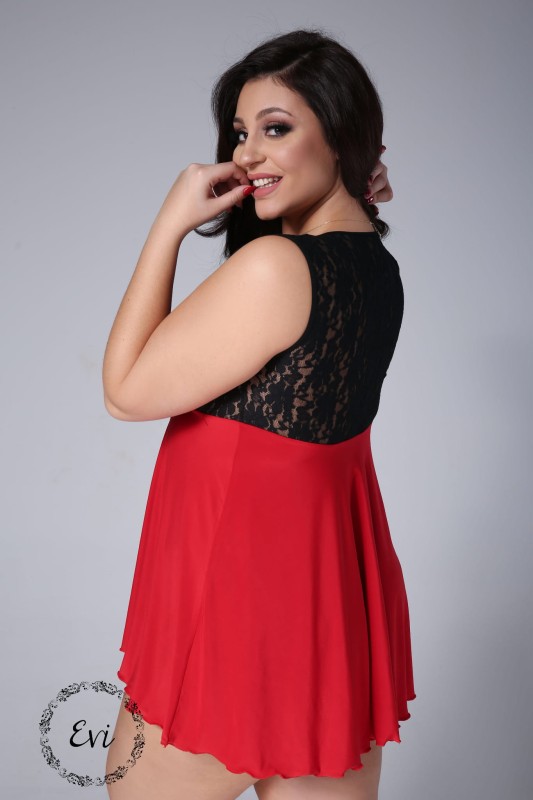 Koszulka  plus size z koronką DORA - czerwona  (r.44-60)  