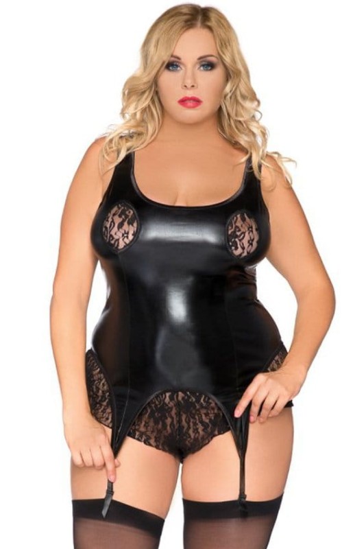 Sexowny gorset plus size z koronkowymi figami mod Z/5018