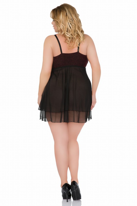 Koszulka plus size z czarnego transparentnego tiulu  mod. SB/1020 (r.44-56)